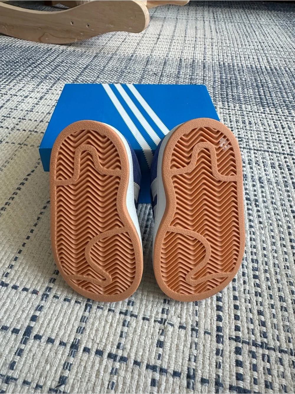 Adidas baby Royal Blue Suede Sneakers with White Stripes
